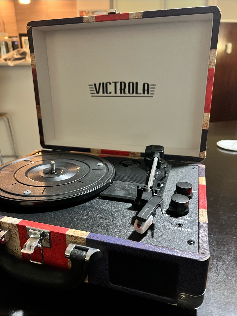 Victrola Union Jack Portable Suitcase Turntable - Retro Vinyl Player w/ BT